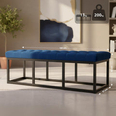 Sitzbank Polson Samt Schwarz 120 cm - blau