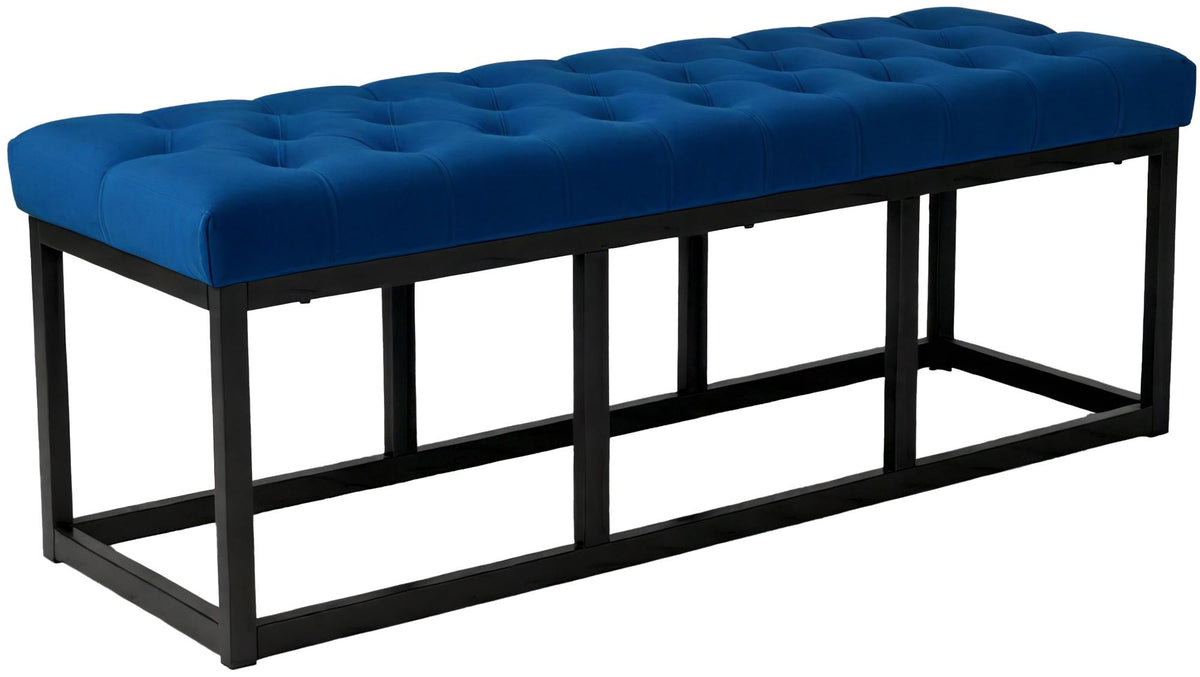 Sitzbank Polson Samt Schwarz 120 cm - blau