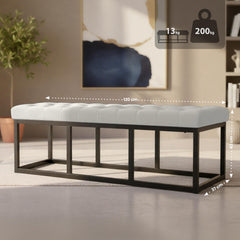 Sitzbank Polson Samt Schwarz 120 cm - creme