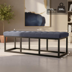 Sitzbank Polson Samt Schwarz 120 cm - grau