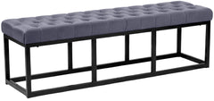 Sitzbank Polson Samt Schwarz 150 cm - grau