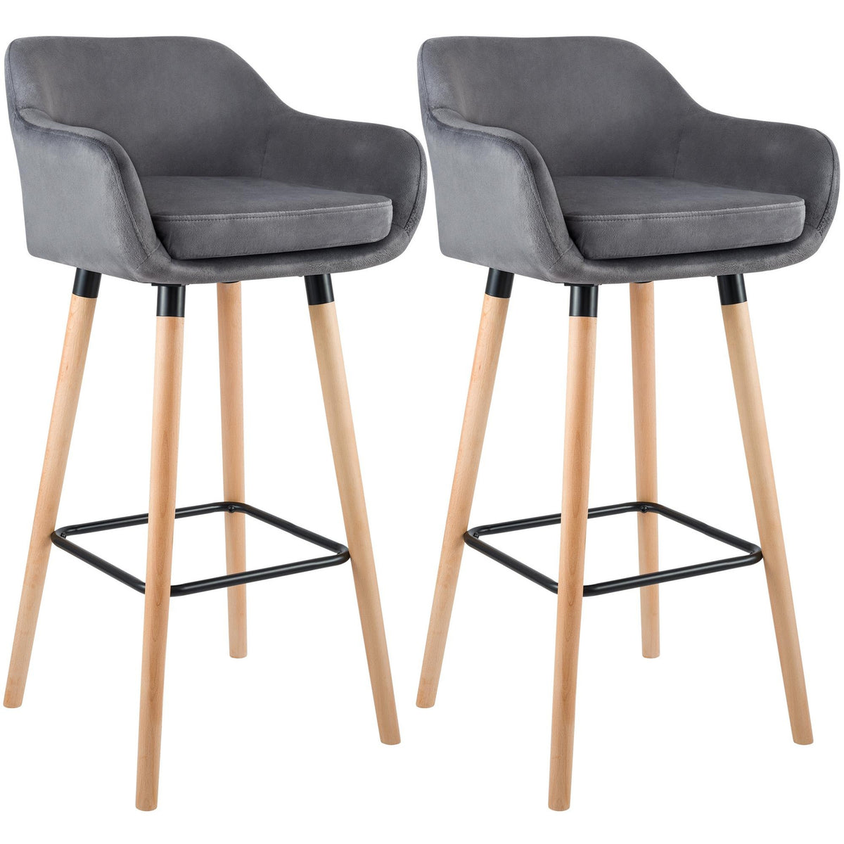 2er Set Barhocker Grant Samt - grau