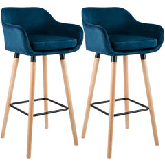 2er Set Barhocker Grant Samt - blau