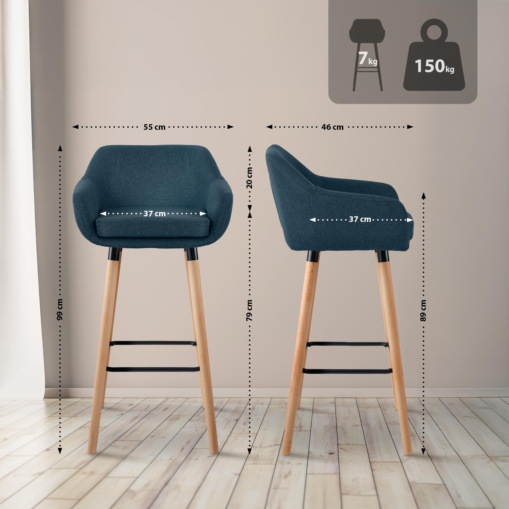 Barhocker Grant Stoff - blau - InfinityMarket