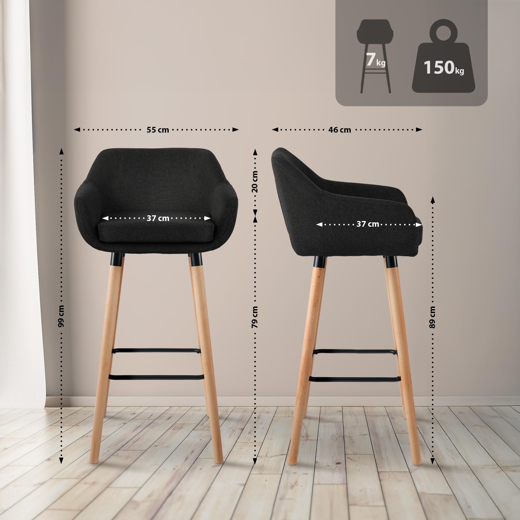 Barhocker Grant Stoff - schwarz - InfinityMarket