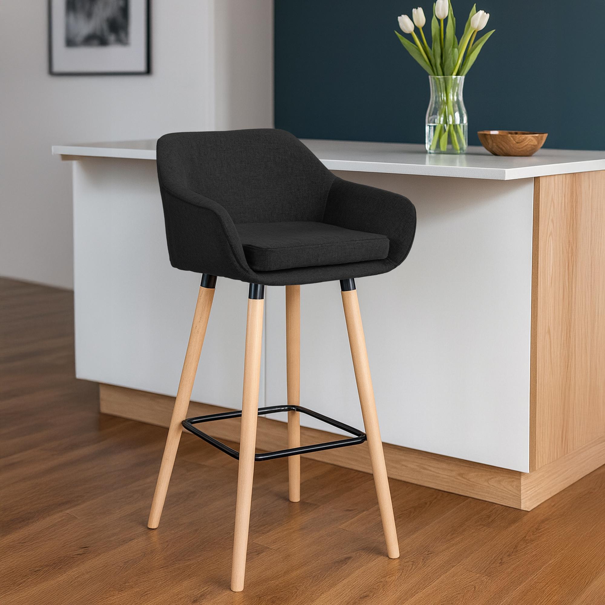 Barhocker Grant Stoff - schwarz - InfinityMarket