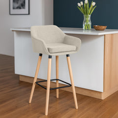 2er Set Barhocker Grant Stoff - creme
