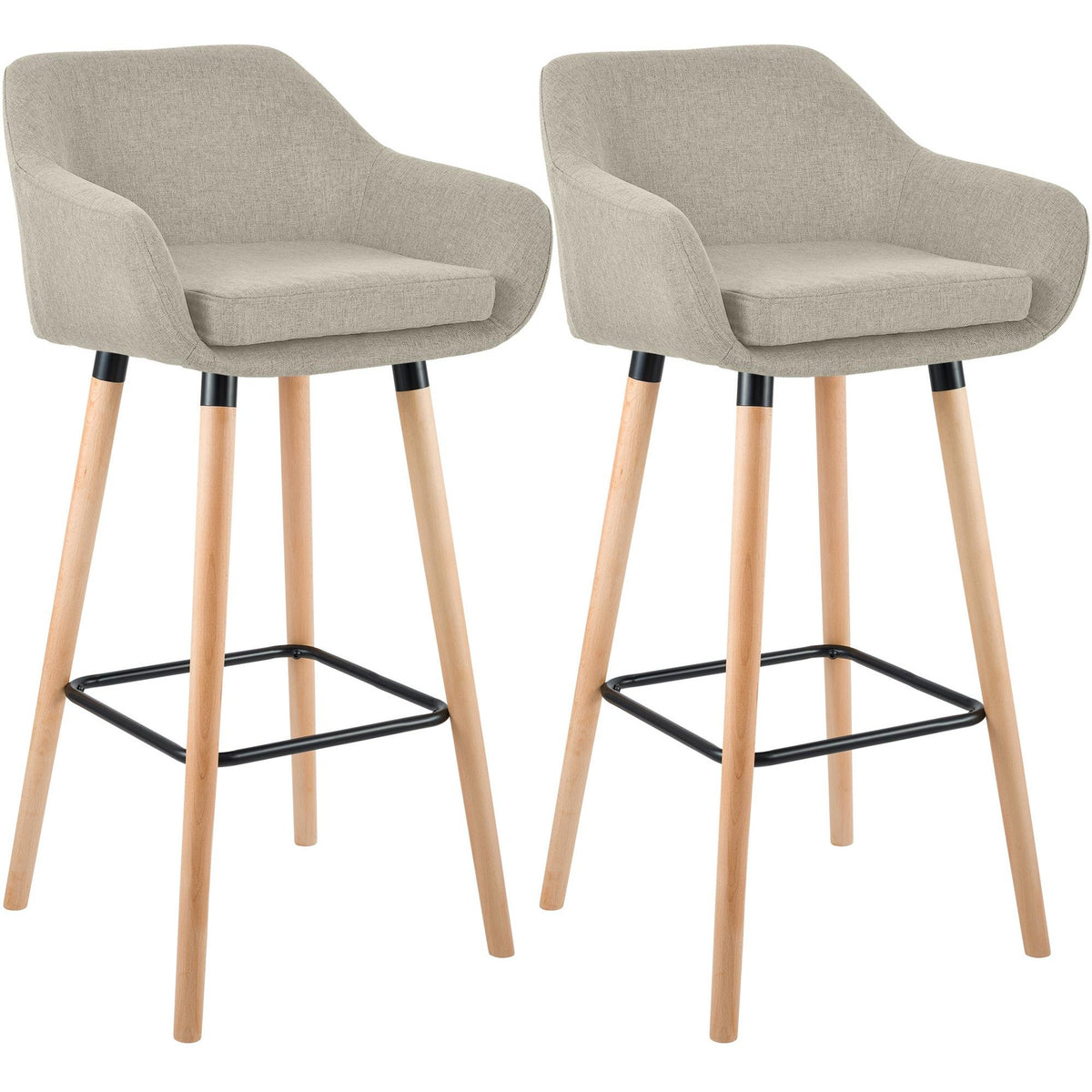 2er Set Barhocker Grant Stoff - creme
