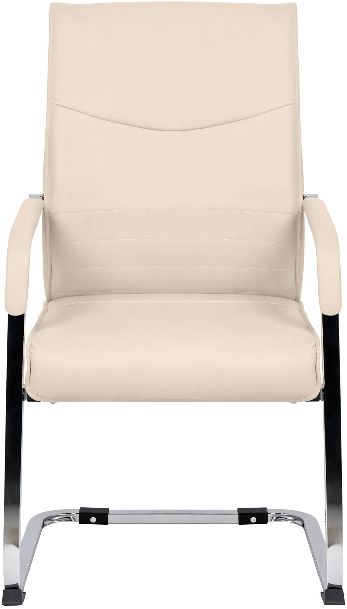 Set di 2 sedie visitatore Hobart in crema, perfette per uffici moderni e sale conferenze. Design elegante e funzionale.