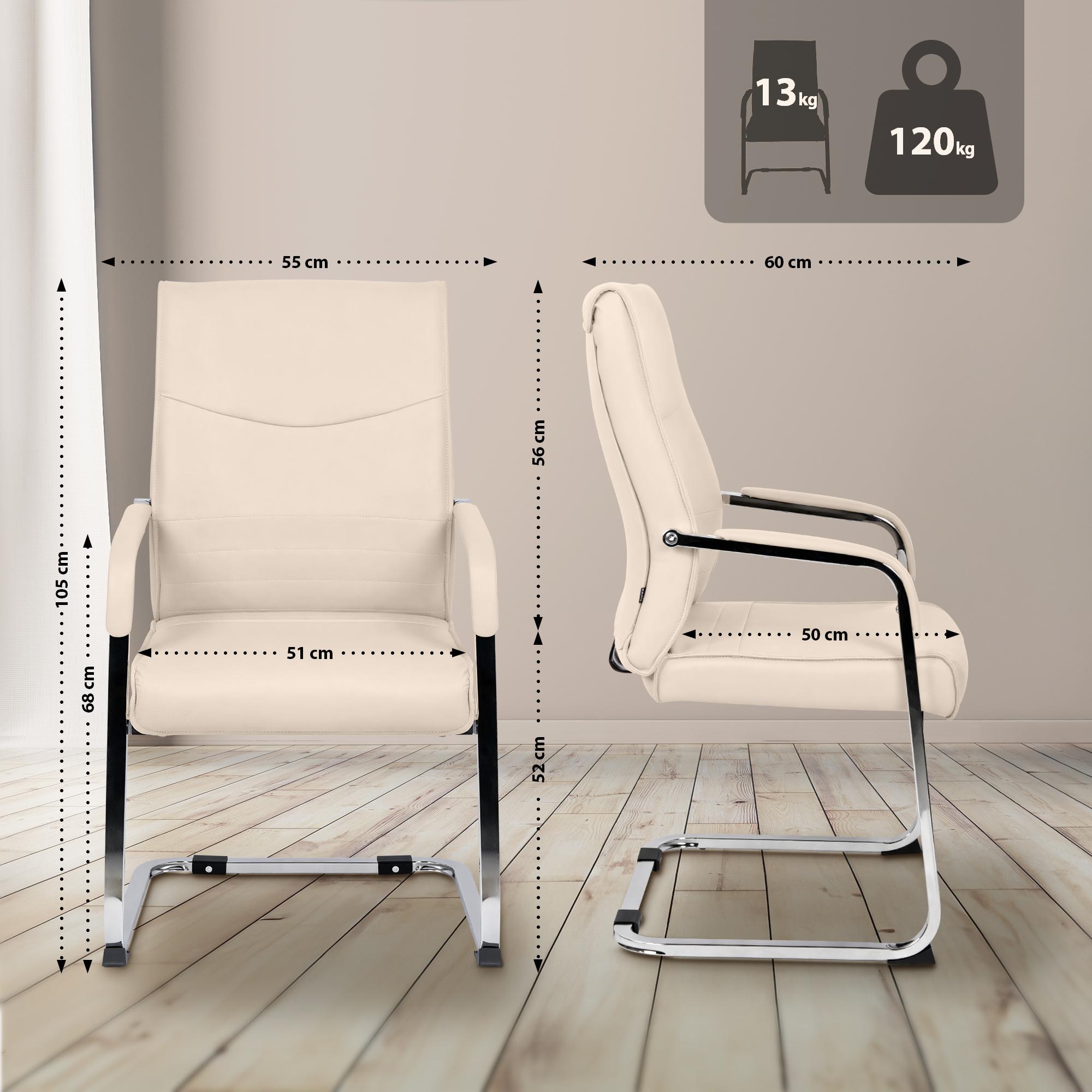Set di 2 sedie visitatore Hobart in crema, perfette per uffici moderni e sale conferenze. Design elegante e funzionale.