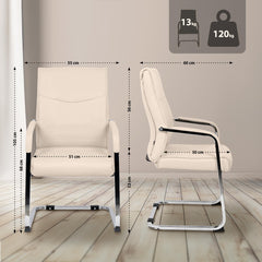 Set di 2 sedie visitatore Hobart in crema, perfette per uffici moderni e sale conferenze. Design elegante e funzionale.