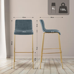 Barhocker Hoover Stoff 4-Fu� Gold - blau