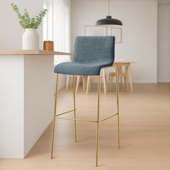 Barhocker Hoover Stoff 4-Fu� Gold - blau