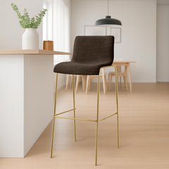 Barhocker Hoover Stoff 4-Fu� Gold - braun
