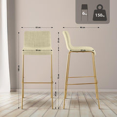 Barhocker Hoover Stoff 4-Fu� Gold - creme