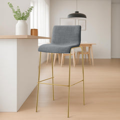 Barhocker Hoover Stoff 4-Fu� Gold - hellgrau