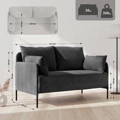 Ziden Couch 2 Sitzer Stoff - schwarz