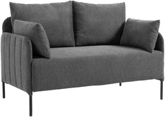 Divano Ziden 2 posti in tessuto grigio scuro, elegante e moderno, ideale per ogni soggiorno.