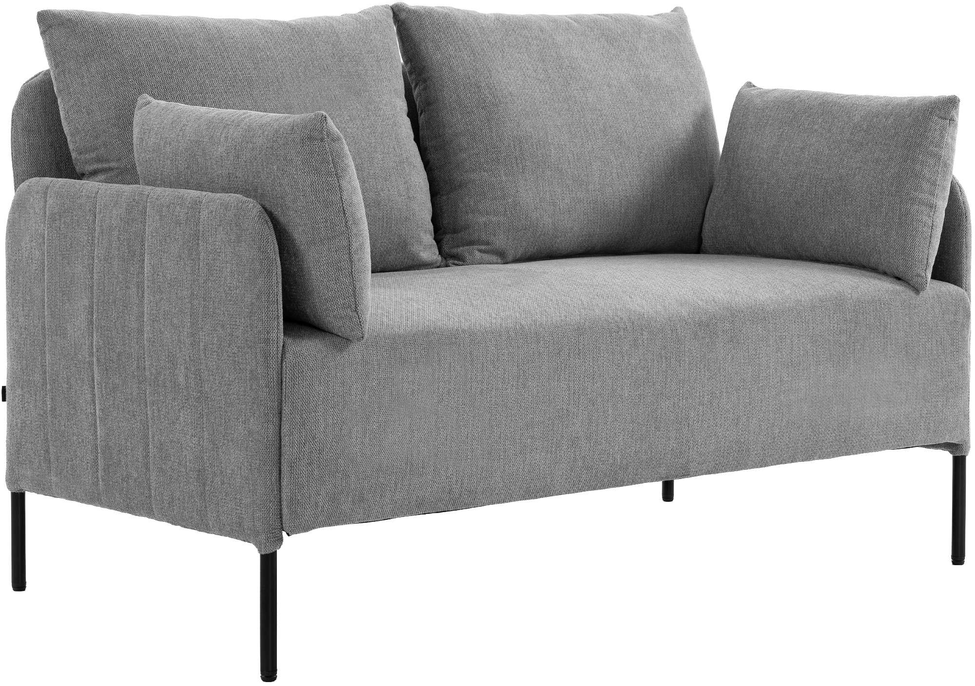 Divano a 2 posti Ziden in tessuto grigio chiaro, elegante e moderno, perfetto per ogni soggiorno.