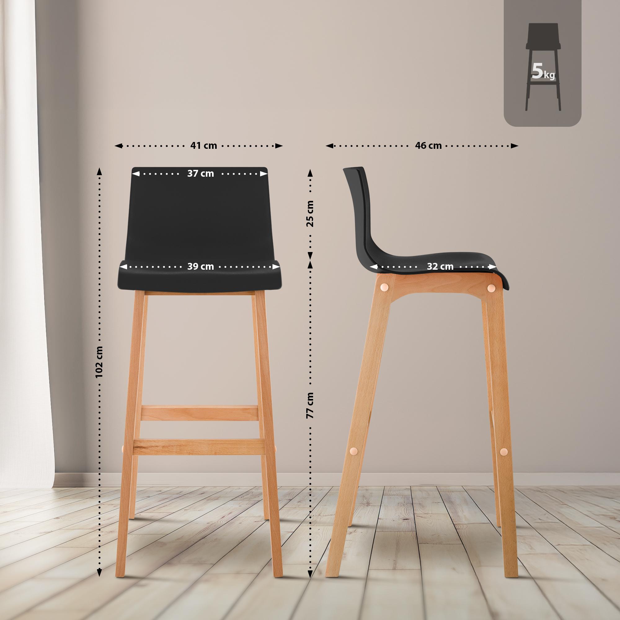 Barhocker Hoover Natura 4-Fuß Gestell - schwarz - InfinityMarket