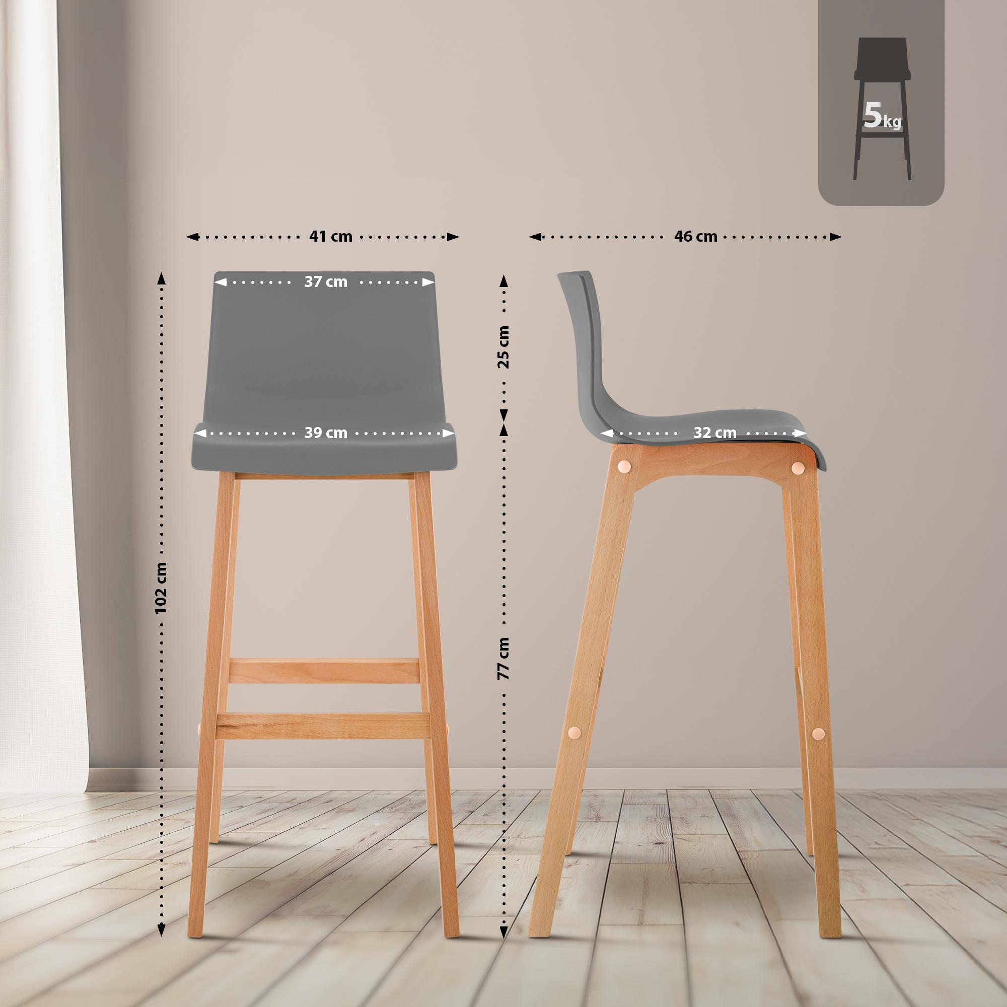 Barhocker Hoover Natura 4-Fuß Gestell - grau - InfinityMarket