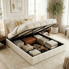 Bett Ladia Stoff 180x200 cm - creme