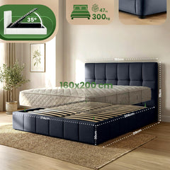 Bett Ladia Stoff 160x200 cm - dunkelgrau