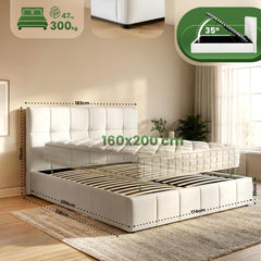 Bett Ladia Stoff 160x200 cm - creme