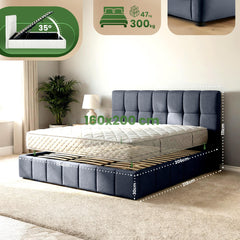 Bett Ladia Stoff 180x200 cm - dunkelgrau