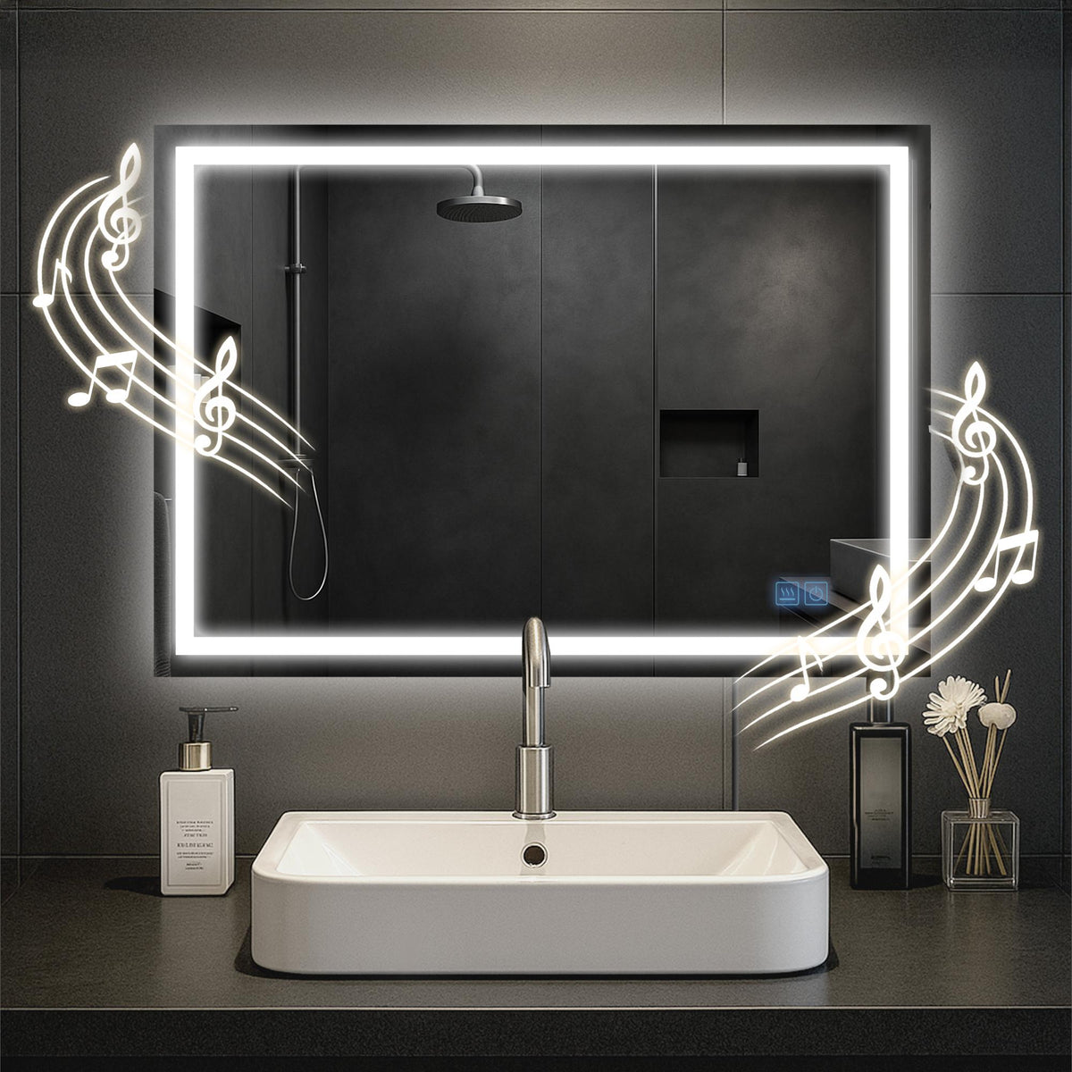 Badspiegel Jaffrey 50x70 mit Bluetooth - klarglas