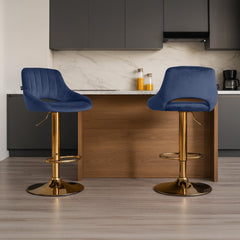 Barhocker Milet Samt gold - blau