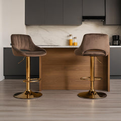 Barhocker Milet Samt gold - braun