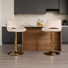 Barhocker Milet Samt gold - creme