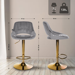 Barhocker Milet Samt gold - dunkelgrau