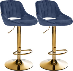 2er Set Barhocker Milet Samt G - blau