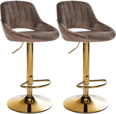 2er Set Barhocker Milet Samt G - braun