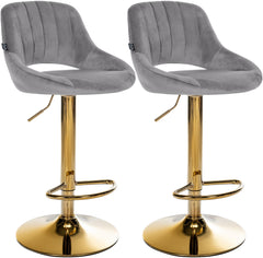 2er Set Barhocker Milet Samt G - dunkelgrau