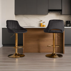 2er Set Barhocker Milet Samt G - schwarz