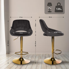 2er Set Barhocker Milet Samt G - schwarz