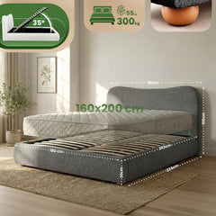 Bett Maido Teddy Stoff 160x200 cm - dunkelgrau