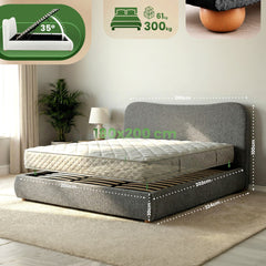 Bett Maido Teddy Stoff 180x200 cm - dunkelgrau