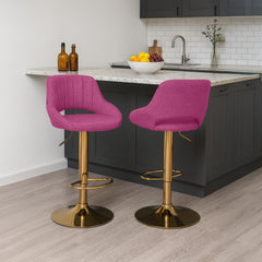 Barhocker Milet Stoff gold - lila
