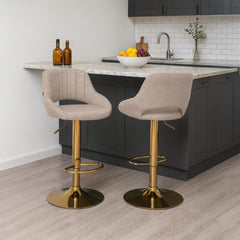 Barhocker Milet Stoff gold - taupe