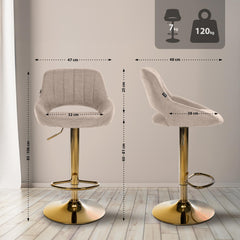 Barhocker Milet Stoff gold - taupe