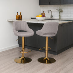 Barhocker Milet Stoff gold - grau