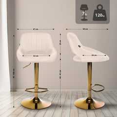 2er Set Barhocker Milet Stoff G - creme