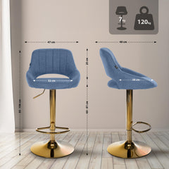 2er Set Barhocker Milet Stoff G - blau