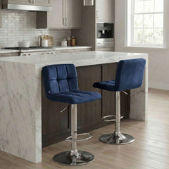 Barhocker Peru Samt chrom - blau