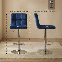 Barhocker Peru Samt chrom - blau