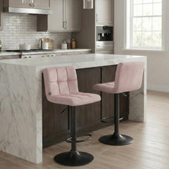 Barhocker Peru Samt schwarz - rosa